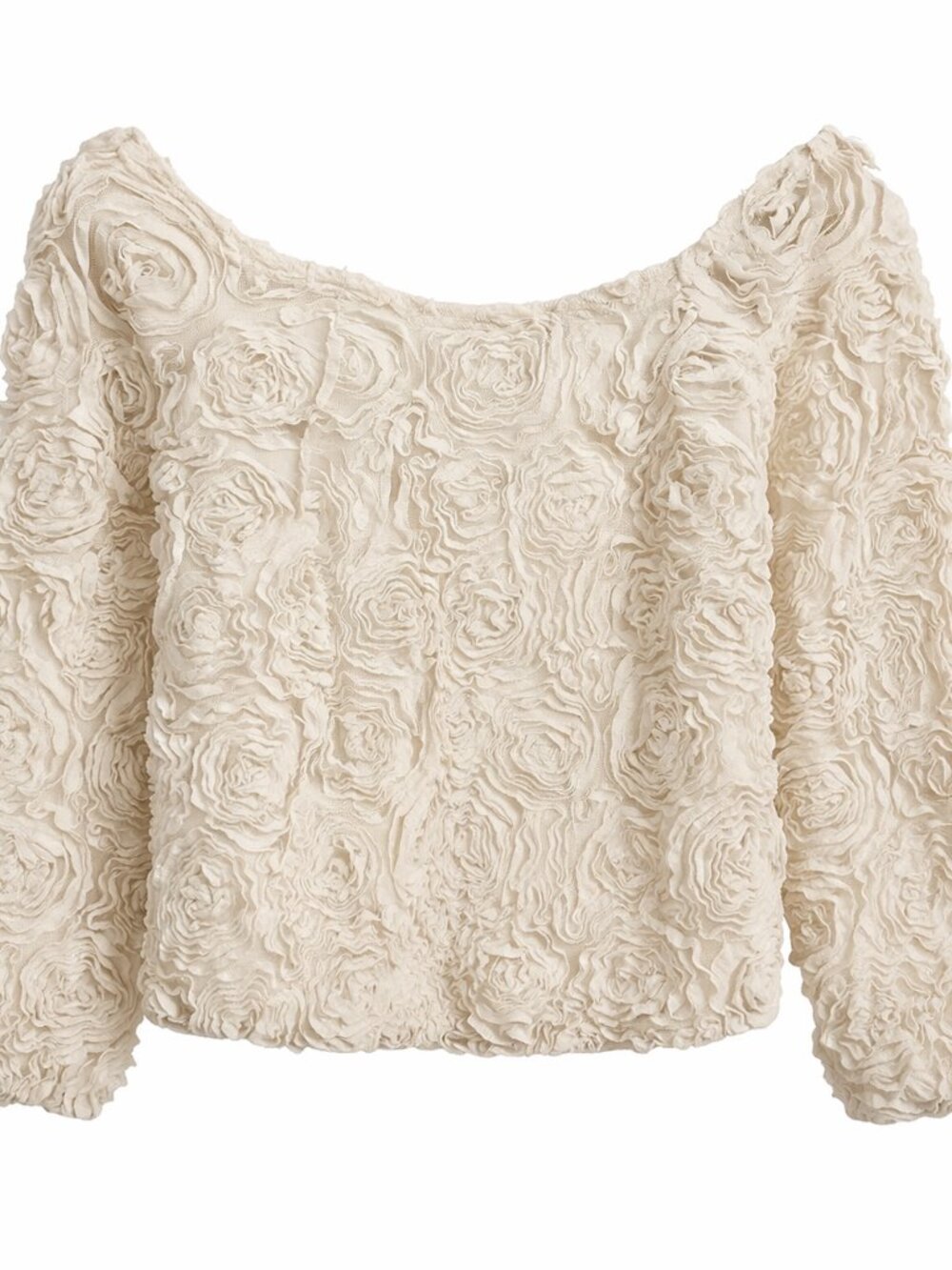 American Apparel Rosette Textured Blouse | One Size | 3D Floral Statement Top